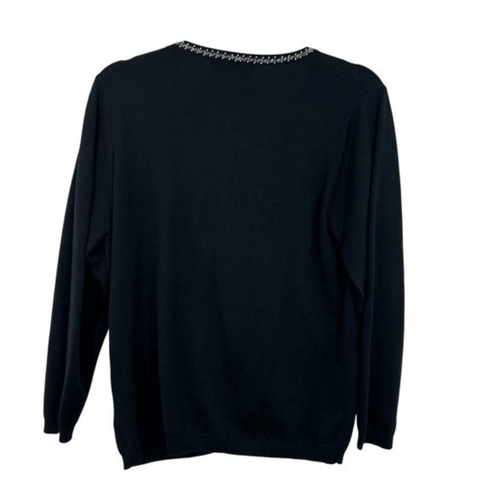 Bob Mackie Wearable Art Black Beaded Dragonfly Cardigan‎ Sweater Pearl Button - Picture 2 of 7